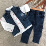 Dark Blue 3 pcs jeans boy set