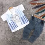 Blue 3pcs shirt set